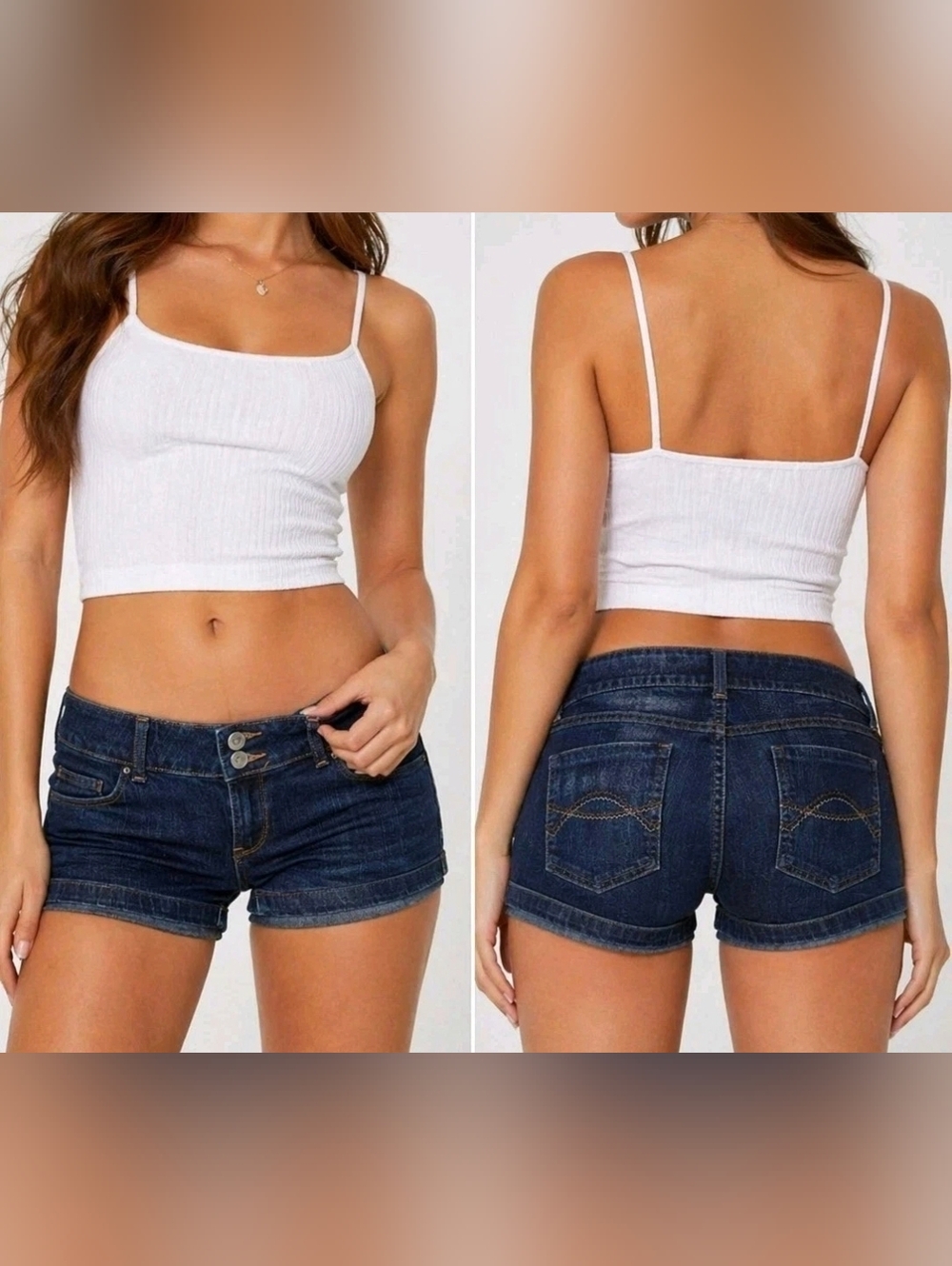 Mossimo Supply Co Women’s Denim Shorts Size 9 Dark Wash Low Rise Cuffed Stretch